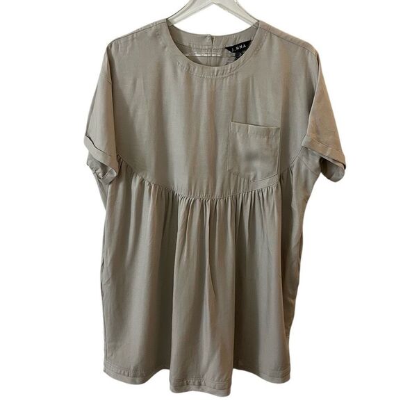 J.NNA Beige Tan Babydoll Style Tunic Mini Dress Top size small NWT - Picture 1 of 12